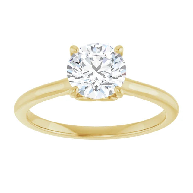 1 CTW Lab Grown Round Heart Diamond Engagement Ring 14K Yellow Gold Showing Center Stone 