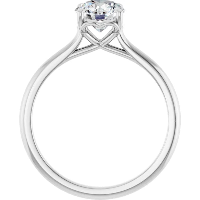 1 CTW Lab Grown Round Heart Diamond Engagement Ring on white Gold