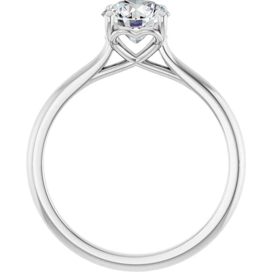 1 CTW Lab Grown Round Heart Diamond Engagement Ring on white Gold