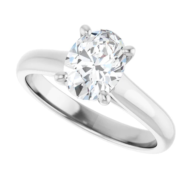 Oval Diamond Engagement Ring Sideway Picture showing center stone 