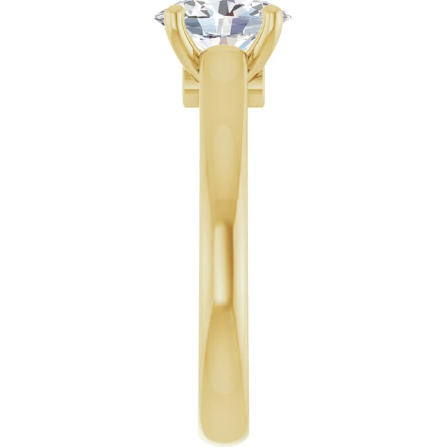 Oval Diamond Engagement Ring on Yellow gold showing shank