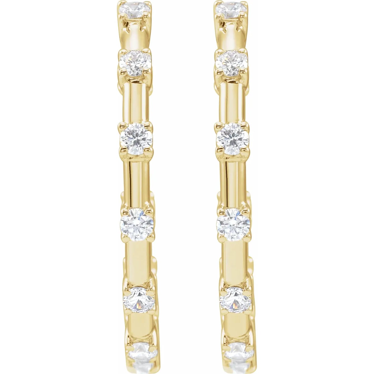  1 CTW Lab-Grown Diamond Inside-Outside Hoop Earrings showing diamond