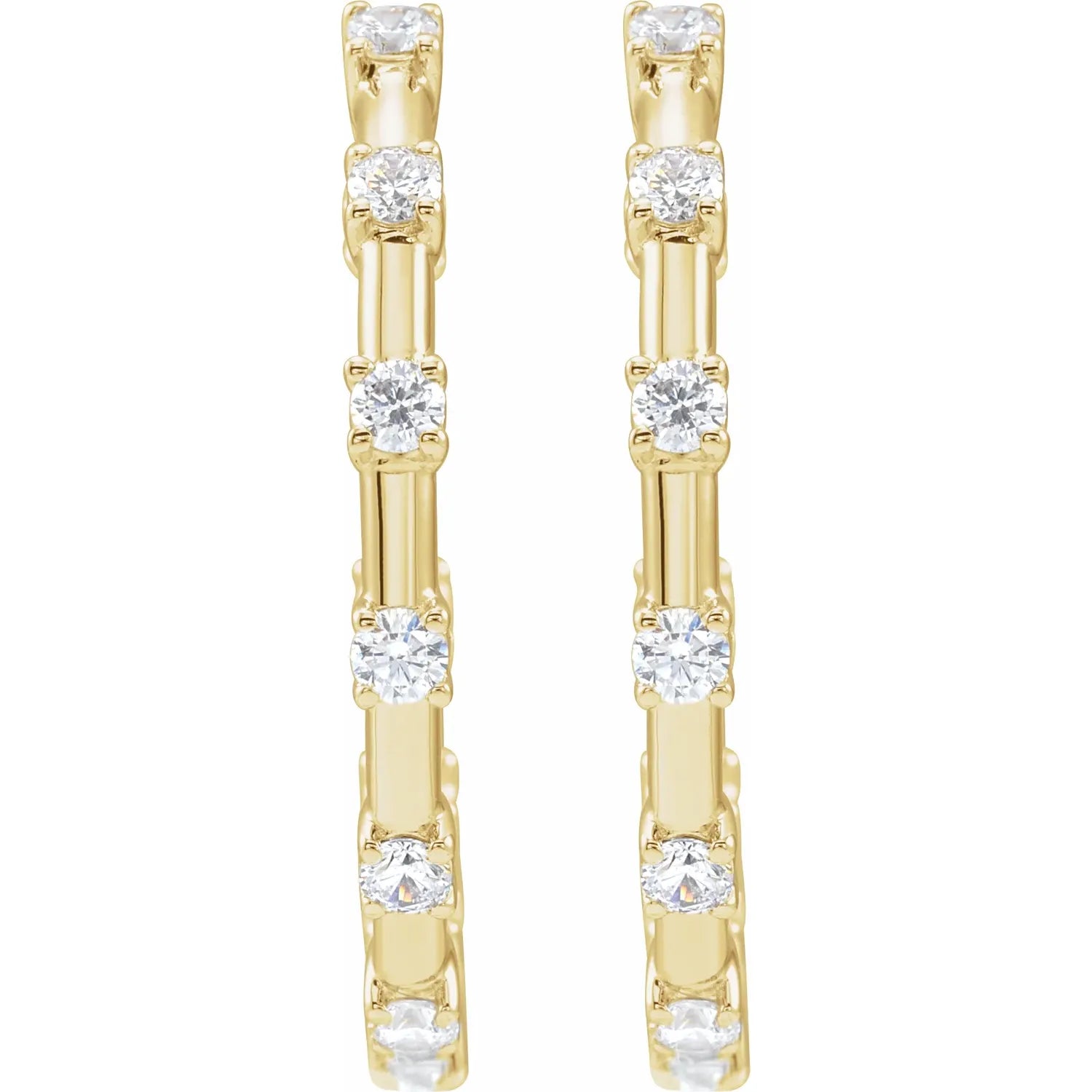  1 CTW Lab-Grown Diamond Inside-Outside Hoop Earrings showing diamond