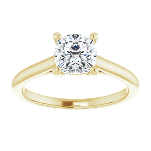 1 CT infinity cushion cut solitaire diamond engagement ring for women on Yellow gold 