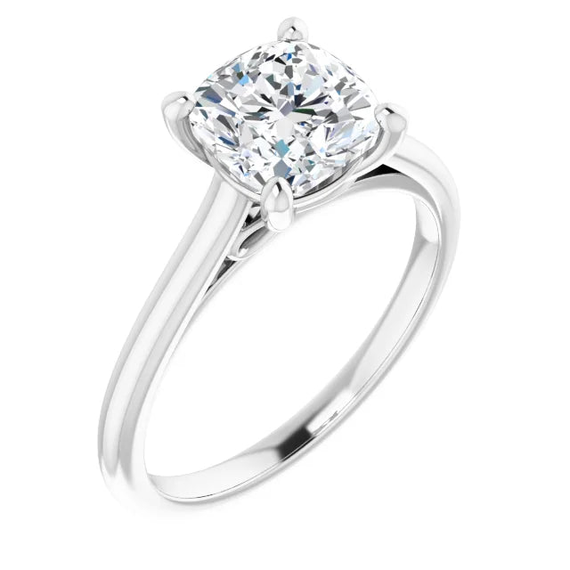 2 CT infinity cushion cut solitaire diamond engagement ring for women on white gold picture from the side 