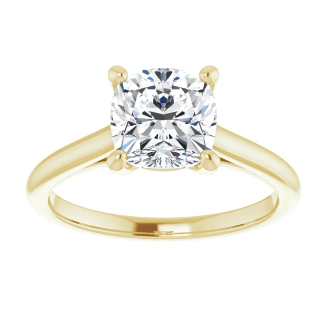 2 CT infinity cushion cut solitaire diamond engagement ring for women on Yellow gold