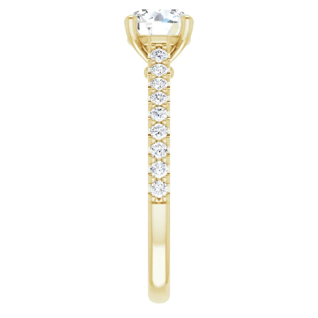 Infinity inspired Solitaire Lab Grown Diamond Engagement Ring 14K Yellow Gold showing Shanks