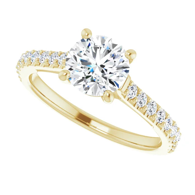 Infinity inspired Solitaire Lab Grown Diamond Engagement Ring 14K Yellow Gold showing details 