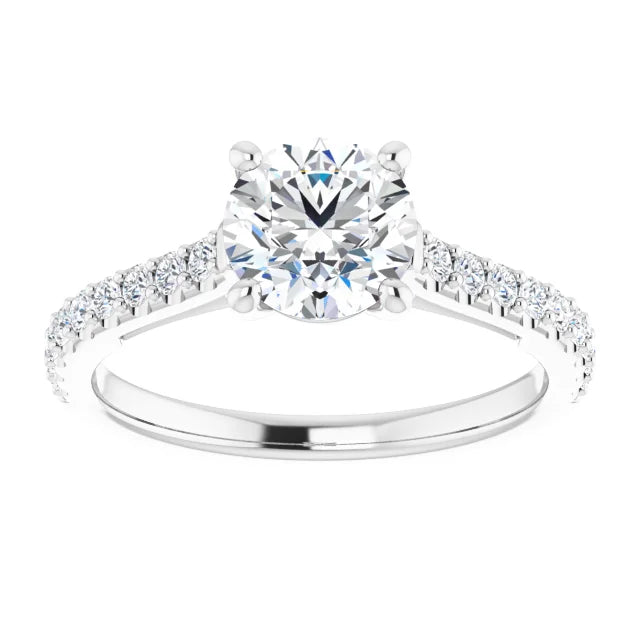 Infinity inspired Solitaire Lab Grown Diamond Engagement Ring 14K White Gold showing Diamond 