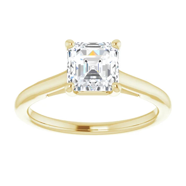 1 CT Asscher Solitaire Diamond Engagement Ring For Women yellow gold