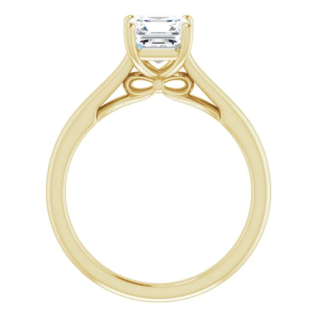 1 CT Asscher Solitaire Diamond Engagement Ring For Women yellow gold showing under gallery 