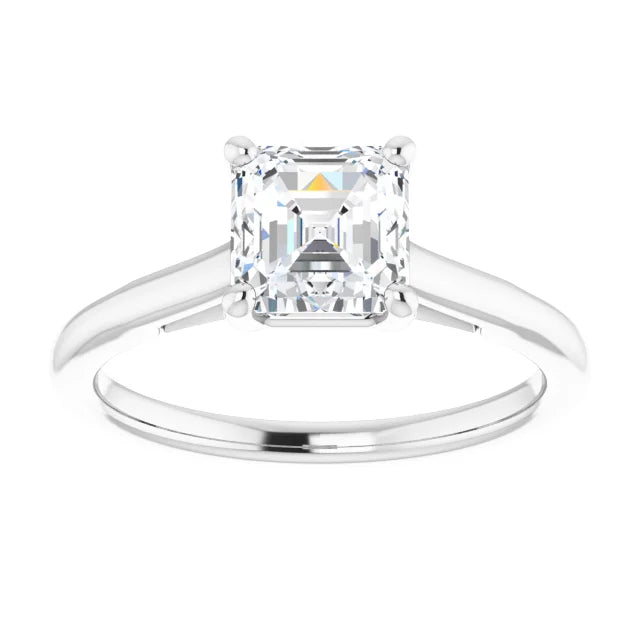 1 CT Asscher Solitaire Diamond Engagement Ring For Women white gold