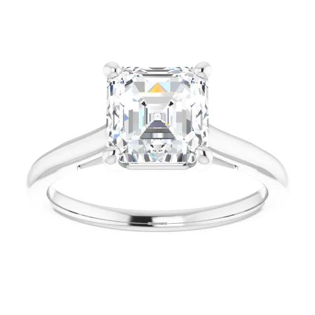 2 CT Asscher Solitaire Diamond Engagement Ring For Women white gold