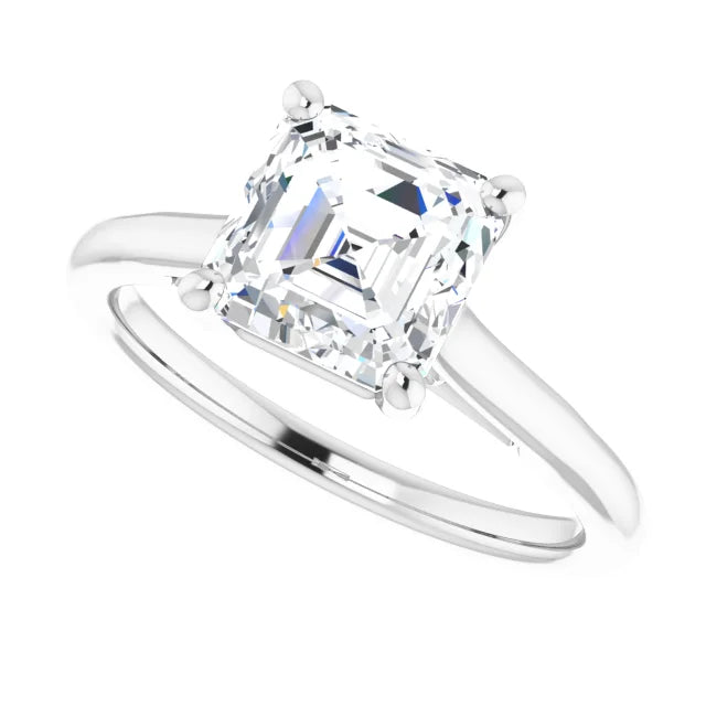 2 CT Asscher Solitaire Diamond Engagement Ring For Women white gold sideway picture 