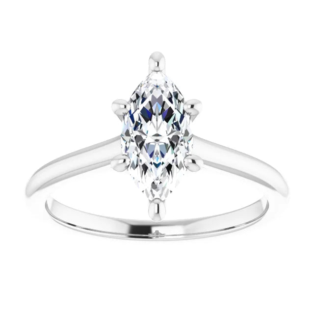 1 CT Infinity Inspired Marquise Cut Diamond Engagement Ring on white gold showing center stone