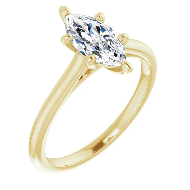 1 CT Infinity Inspired Marquise Cut Diamond Engagement Ring on yellow gold sideway picture showing center stone