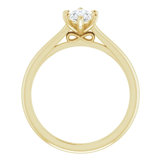 1 CT Infinity Inspired Marquise Cut Diamond Engagement Ring on yellow gold showing infinity under gallery 