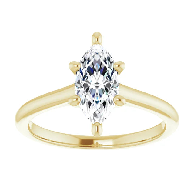 1 CT Infinity Inspired Marquise Cut Diamond Engagement Ring on yellow gold featuring center stone in the middle 