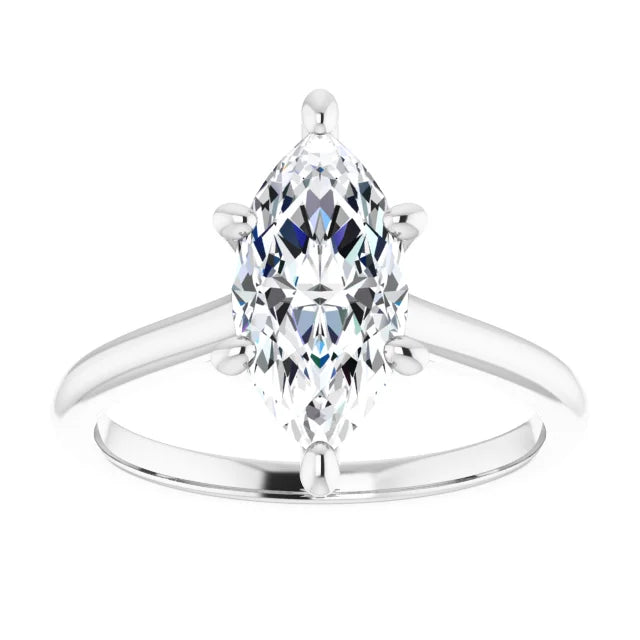 2 CTW Infinity Inspired Marquise Cut Diamond Engagement Ring on white gold showing center stone 