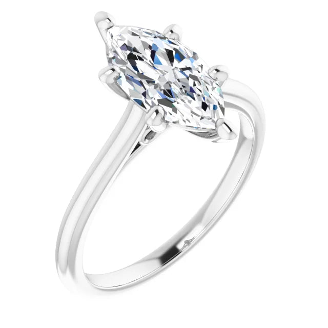 Infinity Inspired Marquise Cut Diamond Engagement Ring white gold