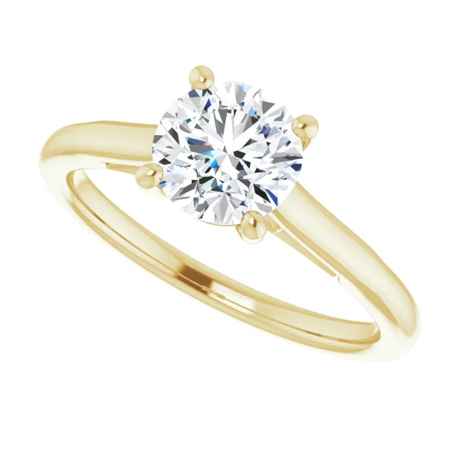 infinity Diamond engagement Ring 14K Yellow Gold showing center stone 