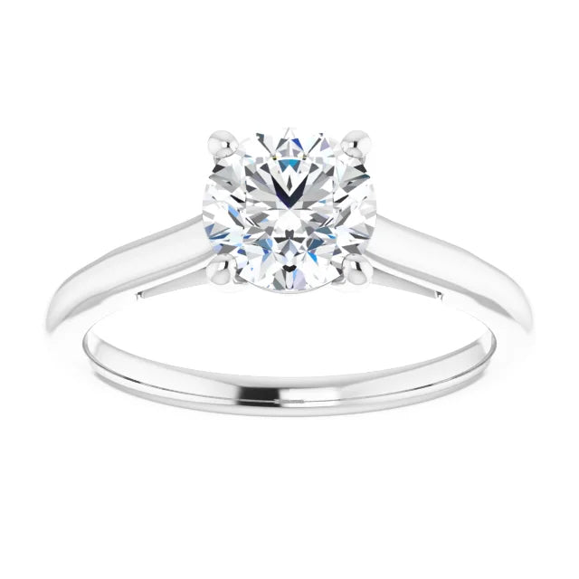 infinity Diamond engagement Ring 14K White Gold showing center stone 