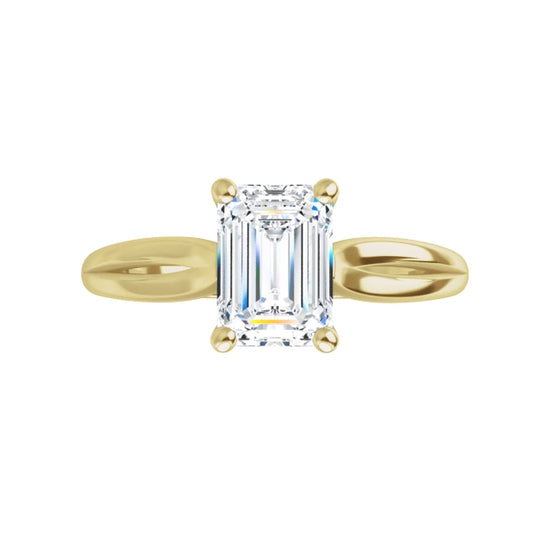 360 Video for 1 CT Split Shank Emerald Cut Diamond Solitaire Engagement for Women on Yellow Gold