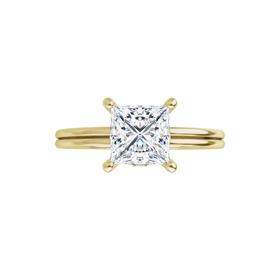 360 Video for lab created princess cut Diamond Engagement Ring on Yellow gold