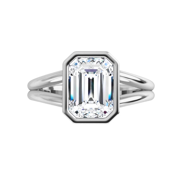 360 Video for 2 CT Bezel Set Emerald Cut Lab Grown Diamond Solitaire Engagement Ring For Women on white gold 