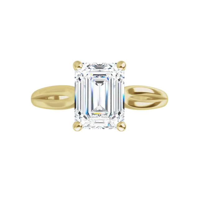 360 Video for 2 CT Split Shank Emerald Cut Diamond Solitaire Engagement for Women on Yellow Gold