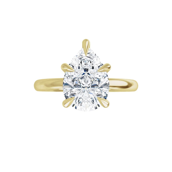 360 Video for 2 CT Pear Shape Solitaire Diamond Engagement Ring on yellow gold