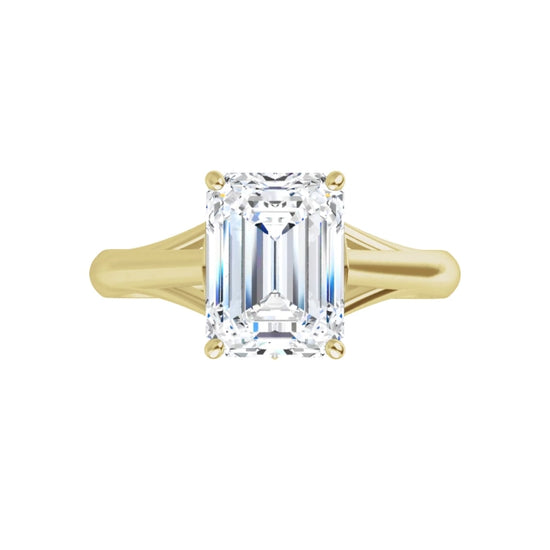 360 Video for 2 CT Emerald cut diamond engagement ring for women on Yellow gold 