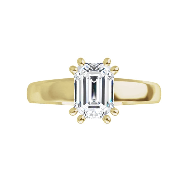 360 Video for 1 CT Emerald Cut Lab Created Diamond Engagement Ring  on yellow gold 