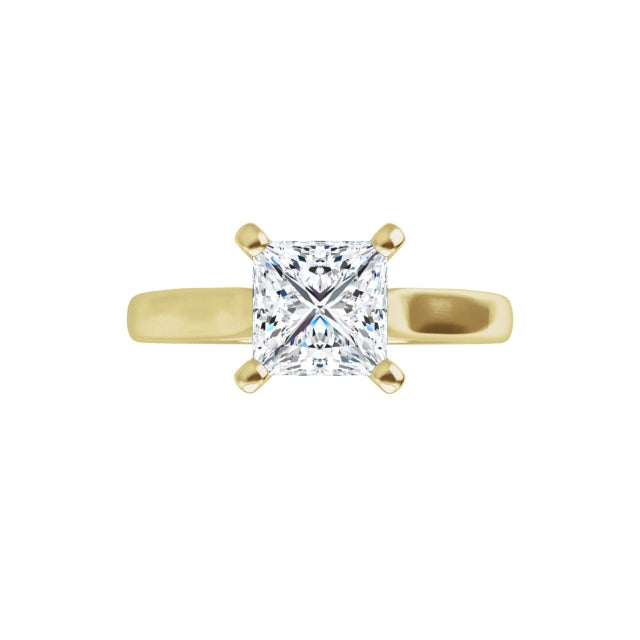 360 for 1 CT Princess Cut lab Grown Diamond Engagement Ring on Yellow Gold