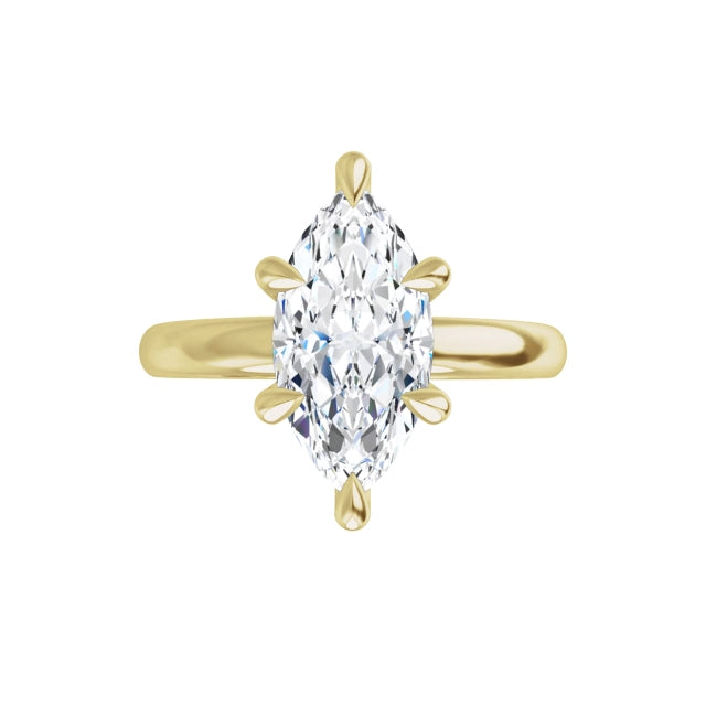 360 for 2 CT 6 Prong Solitaire Marquise Cut Diamond Engagement Ring for Women on yellow gold 