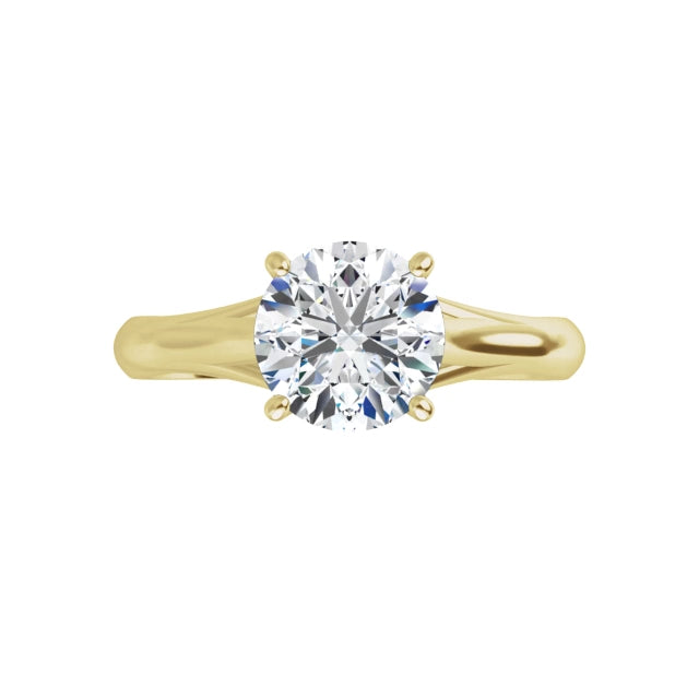 1 CTW Lab Grown Round Diamond Solitaire Engagement Ring 360 on yellow gold