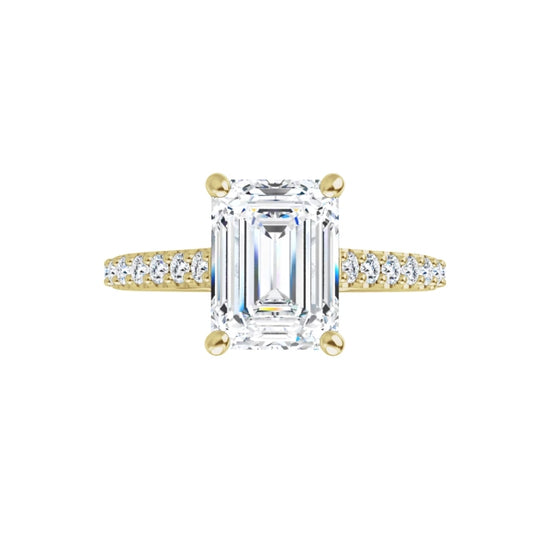 360 Video for 2 CTW Infinity Emerald Cut Solitaire Engagement Ring for women on yellow gold 