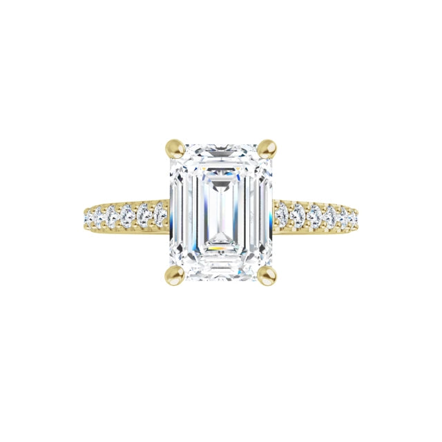 360 Video for 2 CTW Infinity Emerald Cut Solitaire Engagement Ring for women on yellow gold 