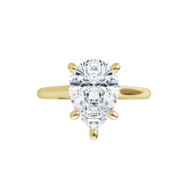 360 Video for Pear Solitaire Diamond Engagement for women 2 CTW yellow gold