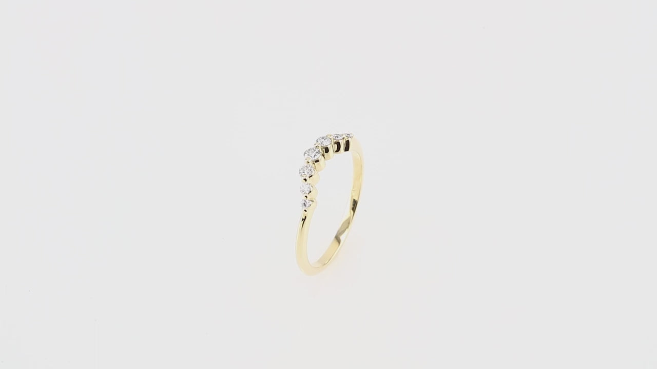 360 Video for 7 Stone Diamond wedding band for women on yellow gold