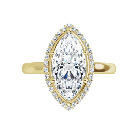 Video for halo style pear shaped solitaire engagement ring for women yellow gold 