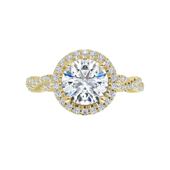 360 accented shank Halo Style Lab Grown Diamond Engagement Ring on 14K Yellow Gold