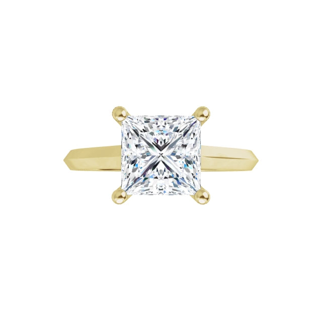 360 for 1 1/2 CT Princess Cut Lab Grown Diamond Engagement Ring on Yellow Gold