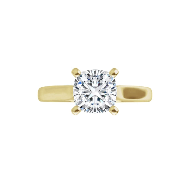 360 Video for Cushion Cut solitaire lab Diamond Engagement Ring for Women on Yellow gold