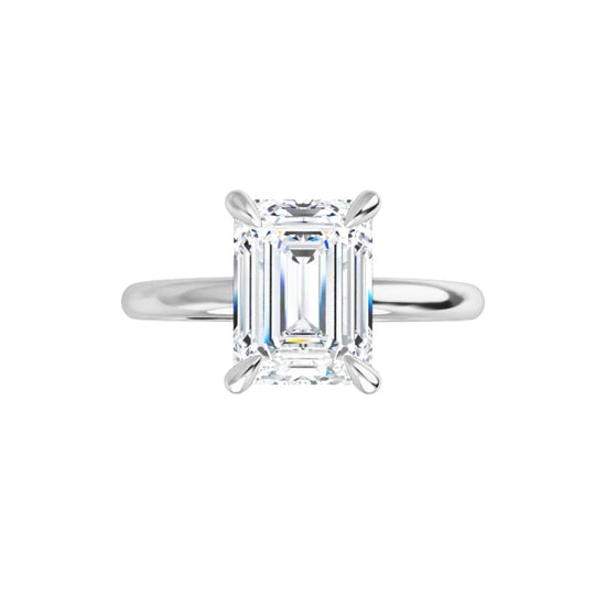 360 Video for 2 CTW Emerald Cut Lab Grown Diamond Engagement Ring on White Gold