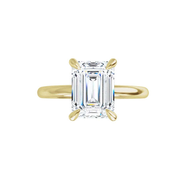 2 CT Emerald Cut Lab Grown Diamond Engagement Ring on yellow gold