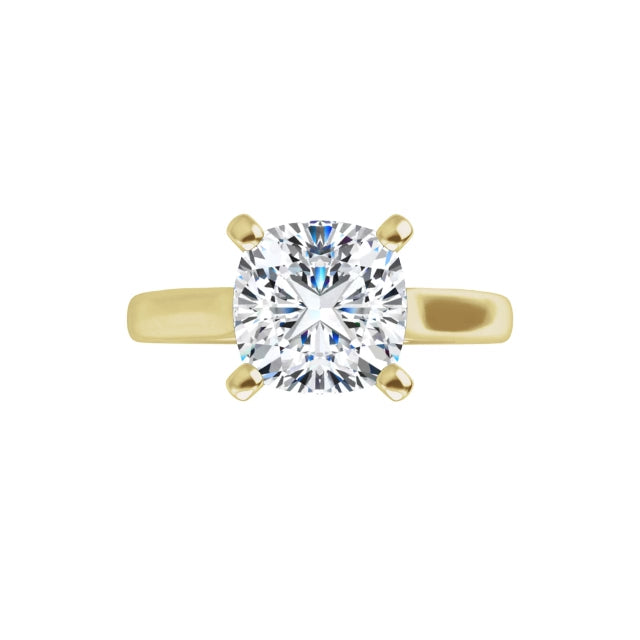 2 CT Cushion Cut solitaire lab Diamond Engagement Ring for Women yellow gold 360 