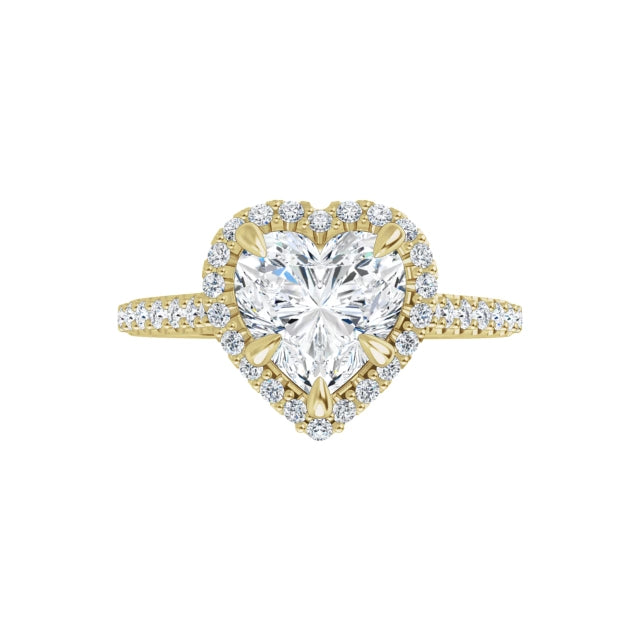 360 Video for Accented Shank Heart Diamond Engagement Ring for Women on yellow gold