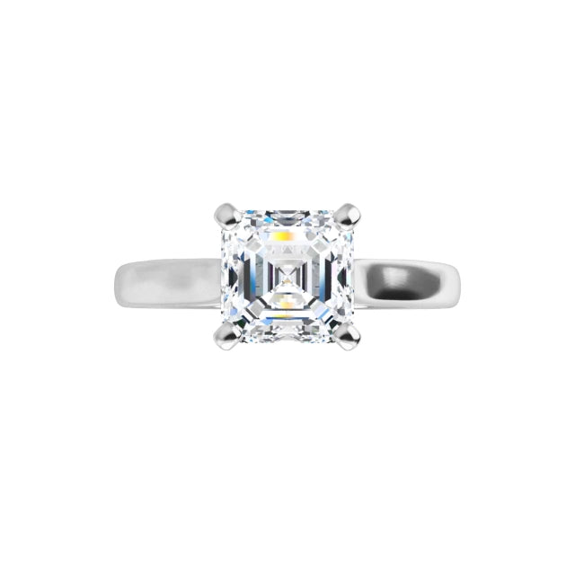 1 CT Asshcer Cut Lab Grown Diamond engagement Ring for Women white gold 360