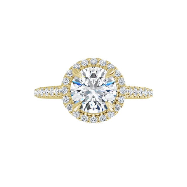 360 For Hola Style 1 1/4 Lab Grown Diamond engagement Ring on Yellow Gold